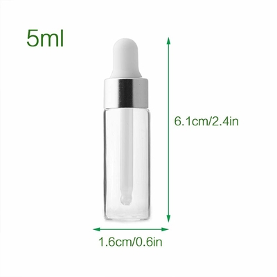 Bouteilles en verre de compte-gouttes d'ODM d'OEM de mini bouteilles argentées de l'huile 5ml essentielle