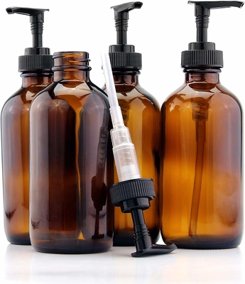 Bouteille en plastique de lotion de Brown 500ml d'ANIMAL FAMILIER avec la pompe noire de 28MM