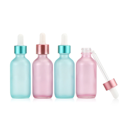 Bouteille vide 30ml d'huile essentielle de compte-gouttes en verre rose bleu semi transparent