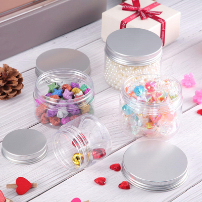 Pots cosmétiques en plastique clairs de 4 onces de 2,13 pouces avec des couvercles avec des couvercles étanches