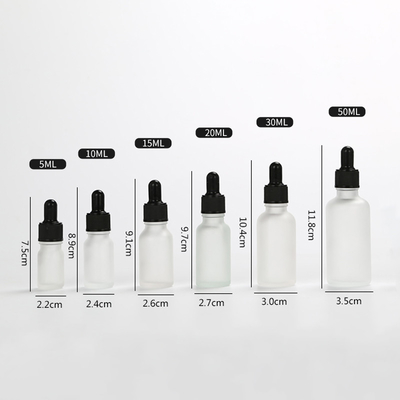 Bouteilles en verre givrées par capacité multi 5ml 10ml d'huile essentielle de compte-gouttes