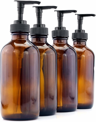 Bouteille en plastique de lotion de Brown 500ml d'ANIMAL FAMILIER avec la pompe noire de 28MM