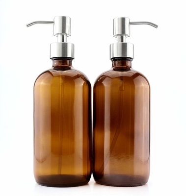 Bouteilles de lotion en verre de 500ML Brown avec le distributeur de pompe de 28mm