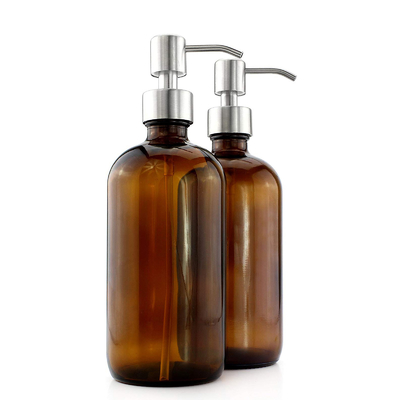 Bouteilles de lotion en verre de 500ML Brown avec le distributeur de pompe de 28mm