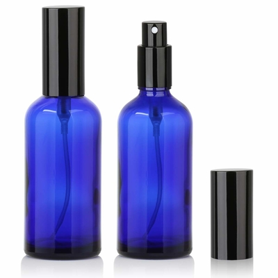 Bouteille cosmétique de jet de pompe en verre bleue de LinDeer 50ml avec le pulvérisateur de Black Mist