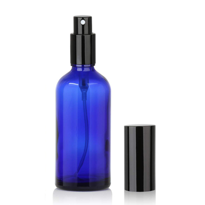 Bouteille cosmétique de jet de pompe en verre bleue de LinDeer 50ml avec le pulvérisateur de Black Mist